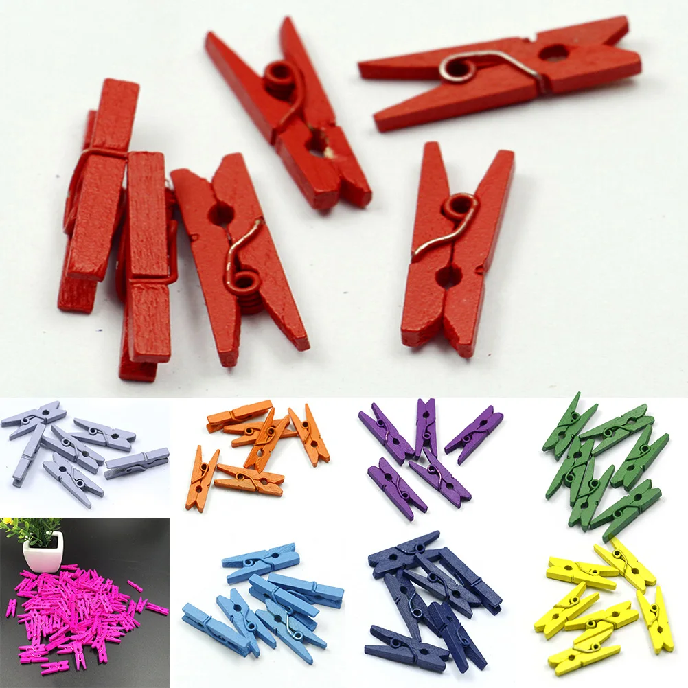 

20PCS Mini Colored Spring Wood Clips Clothes Photo Paper Peg Pin Clothespin Craft Clips Party Decoration