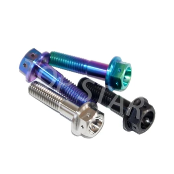Grade5 Titanium Hex Flange Bolts M8 x (1.25mm) x 35mm with drilled holes Ti-6AL 4 Color 2 PCS