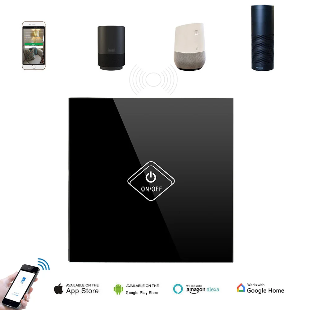 UK Standard WiFi Touch Switch AC110V 220V 1CH Tempered Glass Panel Wall Light Switches Smart Home Module Voice Control for Alexa
UK Standard WiFi Touch Switch AC110V 220V 1CH Tempered Glass Panel Wall Light Switches Smart Home Module Voice Control for Alexa