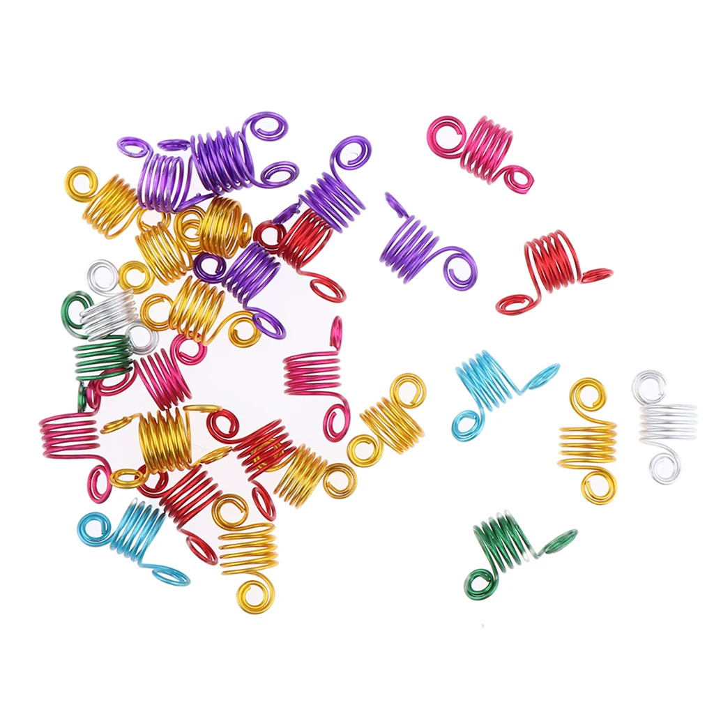 30Pcs Hair Coil Dreadlocks Twisted Braid Wig Pendants Spring Jewelry Rings 6 Colors 30Pcs Hair Coil Dreadlocks Twisted Braid Wig Pendants Spring Jewelry Rings 6 Colors