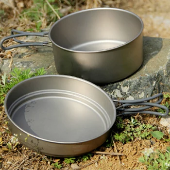 

Keith Kitchen Cooking Pots Titanium Pot Cooking Utensils Camping Hiking Hunting Picnic Cooking Set Cauldron & Frying Pan KP6017