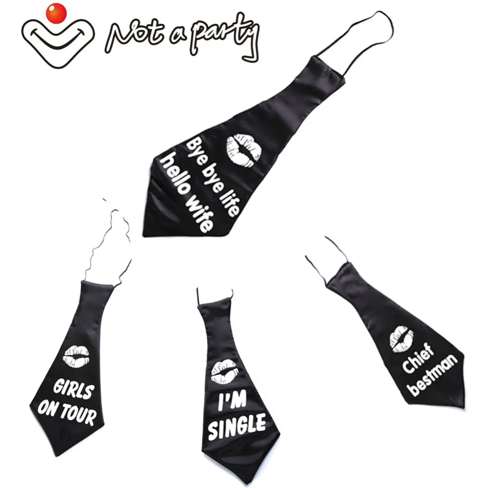 5 pcs of Black fun giant tie 4 designs for choose Bye bye life hello wife for bachelorette bachelor and hens party wedding event
5 pcs of Black fun giant tie 4 designs for choose Bye bye life hello wife for bachelorette bachelor and hens party wedding event