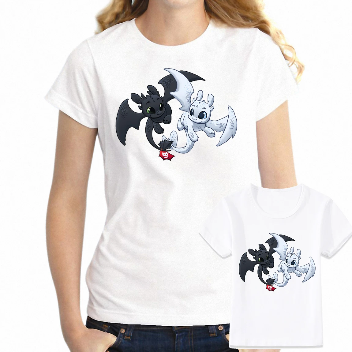 Mom and Daughter Matching T Shirt Set Toothless Night Fury and Light Fury Awesome Artwork Print Tee
Mom and Daughter Matching T Shirt Set Toothless Night Fury and Light Fury Awesome Artwork Print Tee