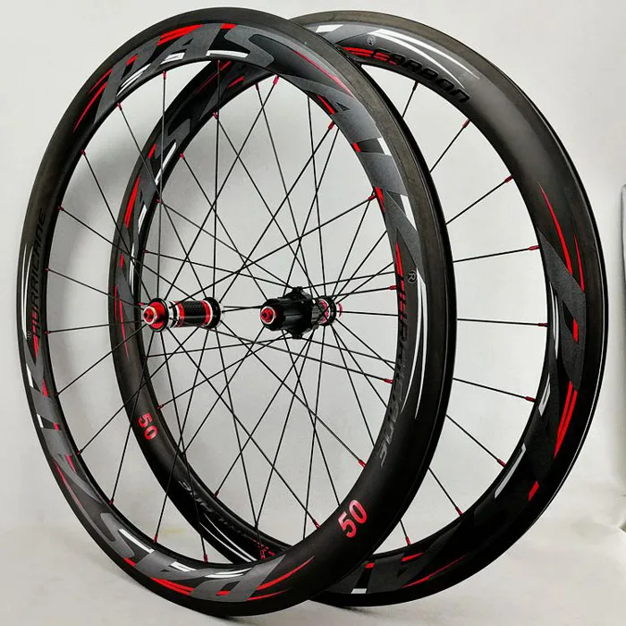 Flash Deal 700C Wheelset Carbon Wheels Road Bike Tubeless Wheel V/C Brake Profile 38-40-50-55mm Depth Clincher Carbon Rim Direct-pull 29