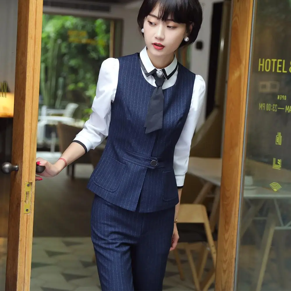 2 Piece Set Women Striped Pant Suit Sleeveless Jacket Blazer and Trouser Size S-4XL Black Blue Vest With Pant
2 Piece Set Women Striped Pant Suit Sleeveless Jacket Blazer and Trouser Size S-4XL Black Blue Vest With Pant