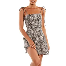 2019 Zomer Mini Jurk Sexy Womens Fashion Leopard Printing Mouwloze Off Shoulder Mini Jurken Dames Sexy Party Mini Jurk # gu(China)