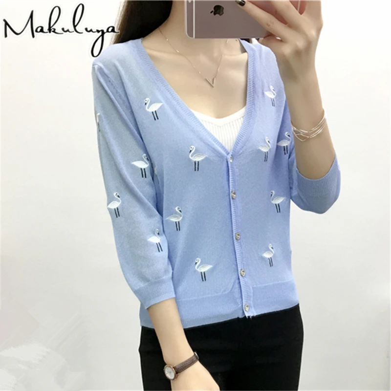 Makuluya Autumn Spring Women Sweater Swan Embroidery Pattern All-match ladyJacket Coats 1/2 Sleeve Short Knitting Cardigan LW
Makuluya Autumn Spring Women Sweater Swan Embroidery Pattern All-match ladyJacket Coats 1/2 Sleeve Short Knitting Cardigan LW