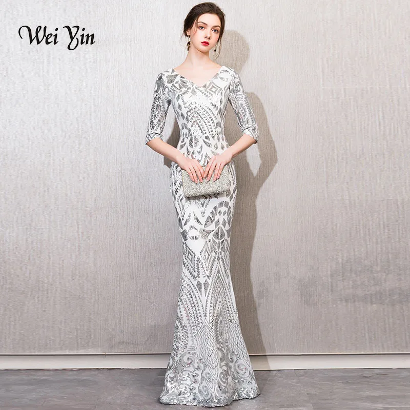 weiyin Grey V-neck Floor Length Back Sequins Party Formal Dress Half Sleeve Sexy Mermaid Long Evening Dresses WY791
weiyin Grey V-neck Floor Length Back Sequins Party Formal Dress Half Sleeve Sexy Mermaid Long Evening Dresses WY791