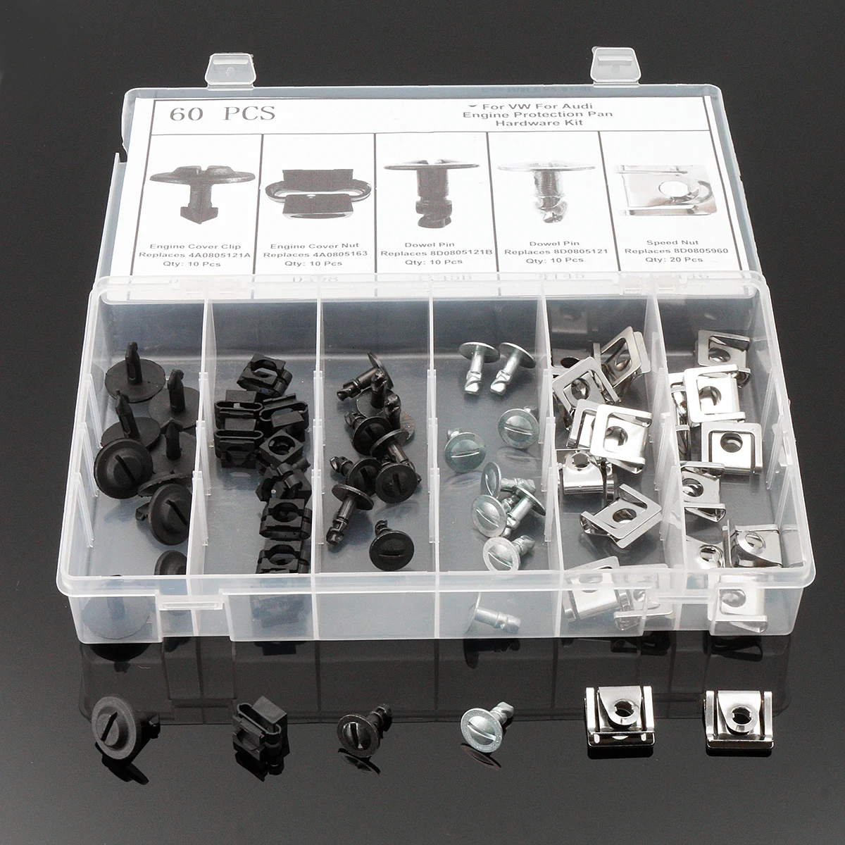 60Pcs Car Engine Protection Pan Hardware Kit Pin Clip Nut for Audi A4 S4 /VW Passat Pin Clip Nut4A0805121A 8D0805121 8D0805960 A
60Pcs Car Engine Protection Pan Hardware Kit Pin Clip Nut for Audi A4 S4 /VW Passat Pin Clip Nut4A0805121A 8D0805121 8D0805960 A