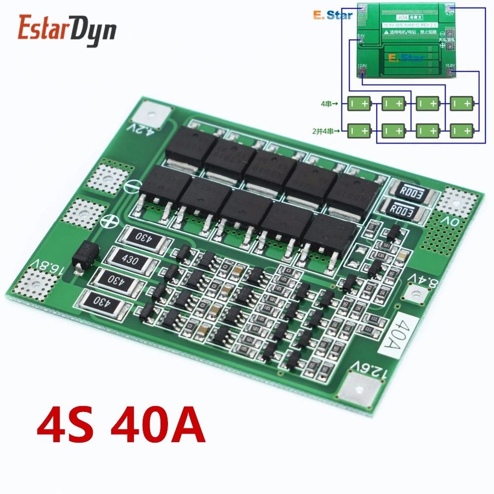 4S 40A Li-ion Lithium Battery 18650 Charger PCB BMS Protection Board with Balance For Drill Motor 14.8V 16.8V Lipo Cell Module
4S 40A Li-ion Lithium Battery 18650 Charger PCB BMS Protection Board with Balance For Drill Motor 14.8V 16.8V Lipo Cell Module