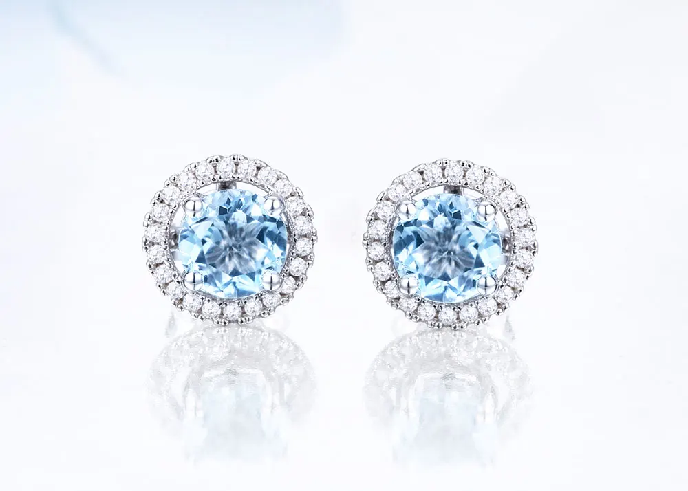 silver blue topaz earrings CAE01986SD-1 (5)