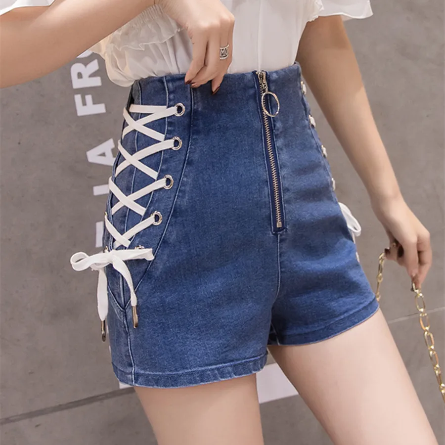 MUMUZI 2019 Fashion summer autumn new wide leg shorts simple design casual high waist front zipper Bandage denim shorts female
MUMUZI 2019 Fashion summer autumn new wide leg shorts simple design casual high waist front zipper Bandage denim shorts female