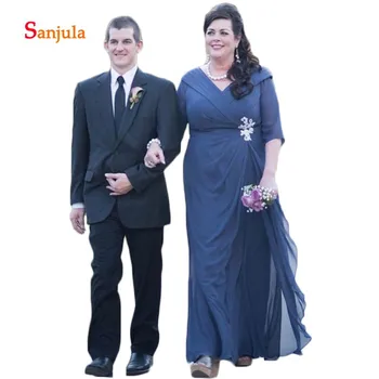 Navy Blue Chiffon Plus Size Mother of the Bride Dresses V Neck Half Sleeve A-Line Wedding Party Dress for Women madrinha SD316
Navy Blue Chiffon Plus Size Mother of the Bride Dresses V Neck Half Sleeve A-Line Wedding Party Dress for Women madrinha SD316
