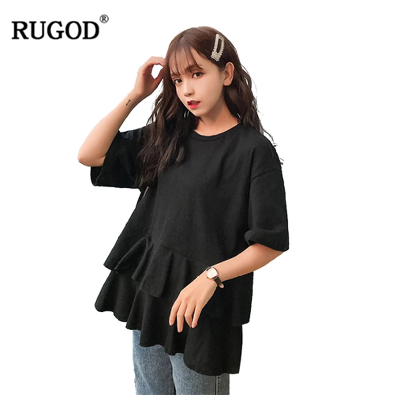RUGOD 2019 New Arrival Women T-shirt O-neck Half Sleeves Ruffles Loose Style T-shirt Summer Solid Modis Mujer Tops
RUGOD 2019 New Arrival Women T-shirt O-neck Half Sleeves Ruffles Loose Style T-shirt Summer Solid Modis Mujer Tops