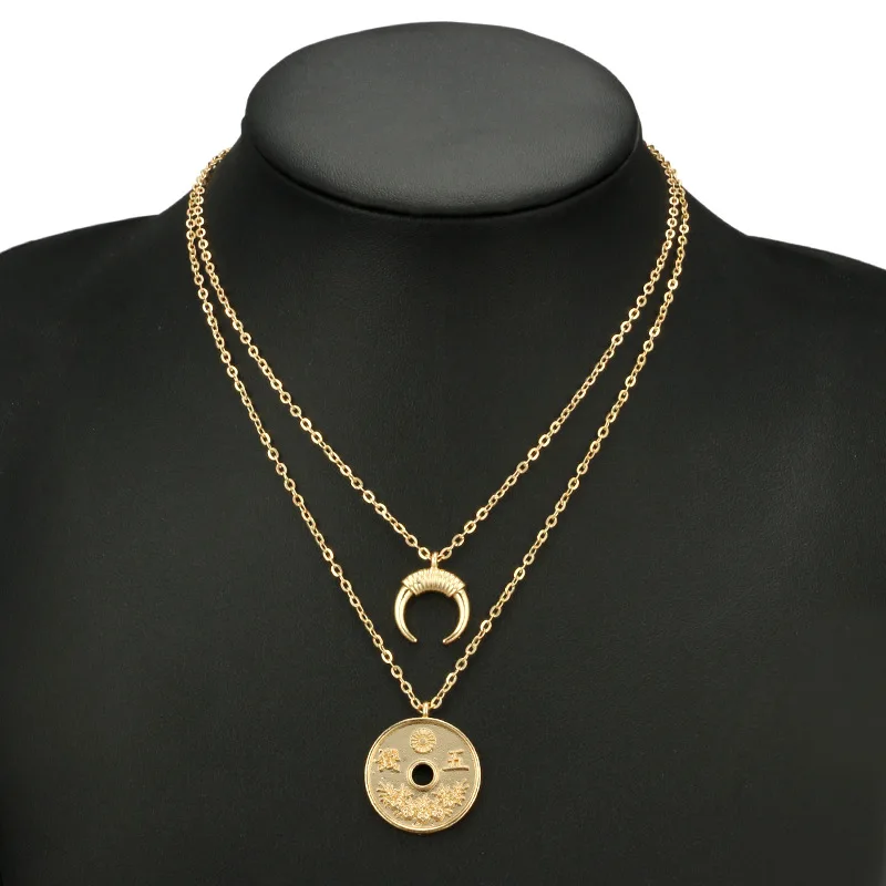Popular Golden Women's Personality New Coin Moon Combination Double Necklace Bohomian Multilayer Necklace Female Charm Jewelry
Popular Golden Women's Personality New Coin Moon Combination Double Necklace Bohomian Multilayer Necklace Female Charm Jewelry