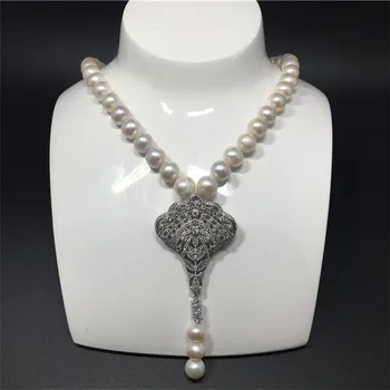 Hand knotted Natural 9-10mm white freshwater pearl micro inlay zircon accessories tassel necklace fashion jewelry
Hand knotted Natural 9-10mm white freshwater pearl micro inlay zircon accessories tassel necklace fashion jewelry
