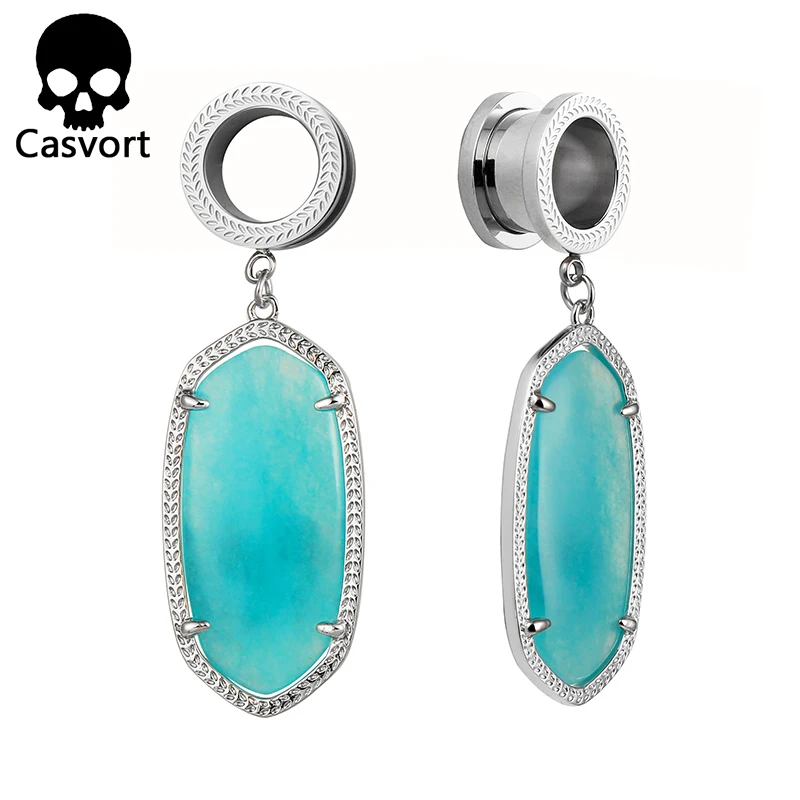 Casvort Trendy Piercing Flesh Tunnels Semi-precious Stone Blue Quartz Dangle Earring Plugs Body Jewelry
Casvort Trendy Piercing Flesh Tunnels Semi-precious Stone Blue Quartz Dangle Earring Plugs Body Jewelry