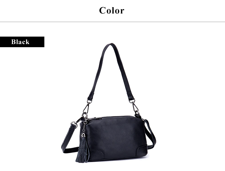 Lomelobo Women Messenger Bag Genuine Leather Ladies Shoulder Bags Handbag Female Hobos Bag Litchi Pattern +Tassel Crossbody Bags HBL5555 Details (14)
