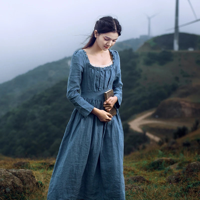 vestidos mujer Spring Autumn Women Elegant French Vintage Court Style Square Collar Long Sleeve 100%Linen Cinderella Long Dress
vestidos mujer Spring Autumn Women Elegant French Vintage Court Style Square Collar Long Sleeve 100%Linen Cinderella Long Dress