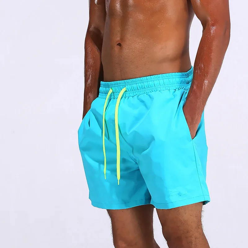 UMLIFE Swim Trunks Men Breathable Sport Swimming Shorts Solid Color Swim Briefs Elastic Waist Beach Shorts Summer Swim Shorts (5)