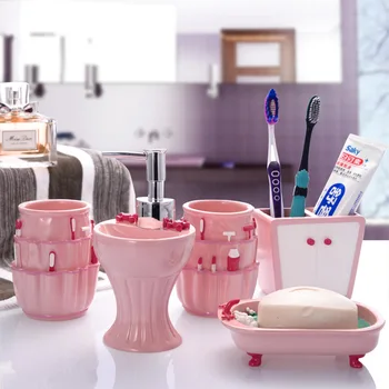 5 Pcs/Set Pink Sweet Series Bathroom Supplies Wash Set Creative Fashion Resin Bathroom Accessories Set Wedding Gift
5 Pcs/Set Pink Sweet Series Bathroom Supplies Wash Set Creative Fashion Resin Bathroom Accessories Set Wedding Gift