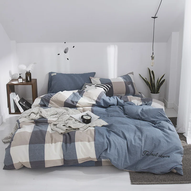 Blue Large Plaid Stitching Pattern 3/4pcs Family Set Include Bed Sheet Duvet Cover Set Pillowcase Boy Room Flat Sheet Set Soft
Blue Large Plaid Stitching Pattern 3/4pcs Family Set Include Bed Sheet Duvet Cover Set Pillowcase Boy Room Flat Sheet Set Soft