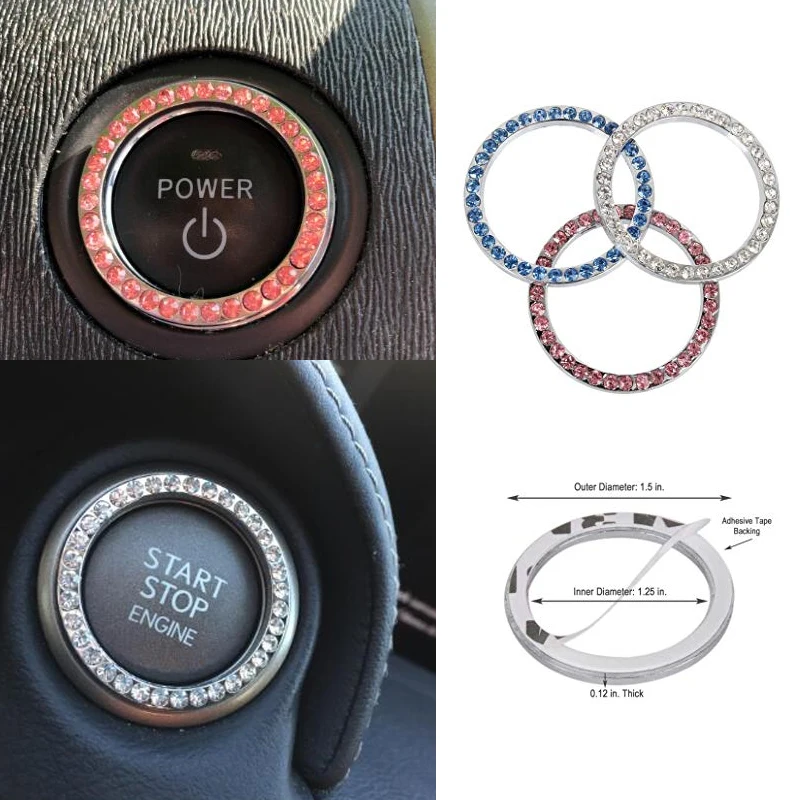 Crystal Rhinestone Car Bling Ring Emblem Sticker, Bling Car Accessories for Auto Start Engine Ignition Button Key & Knobs
Crystal Rhinestone Car Bling Ring Emblem Sticker, Bling Car Accessories for Auto Start Engine Ignition Button Key & Knobs