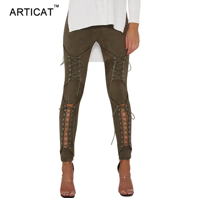 Articat Suede Lace Up Pants Women Bandage Leggings 2017 New Autumn Slim High Waist Bodycon Pencil Pants Trousers Pantalon Mujer
Articat Suede Lace Up Pants Women Bandage Leggings 2017 New Autumn Slim High Waist Bodycon Pencil Pants Trousers Pantalon Mujer