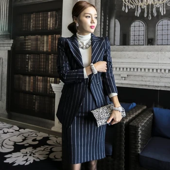 Official Women Cloth Blazer Coat + OL Striped Knee-Length Pencil Bodycon Strap Dress Two Pieces Suit Dresses Autumn Work
Official Women Cloth Blazer Coat + OL Striped Knee-Length Pencil Bodycon Strap Dress Two Pieces Suit Dresses Autumn Work
