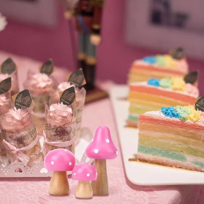 3 шт./компл. Мини Деревянный грибной орнамент DIY Поделки настольные украшения