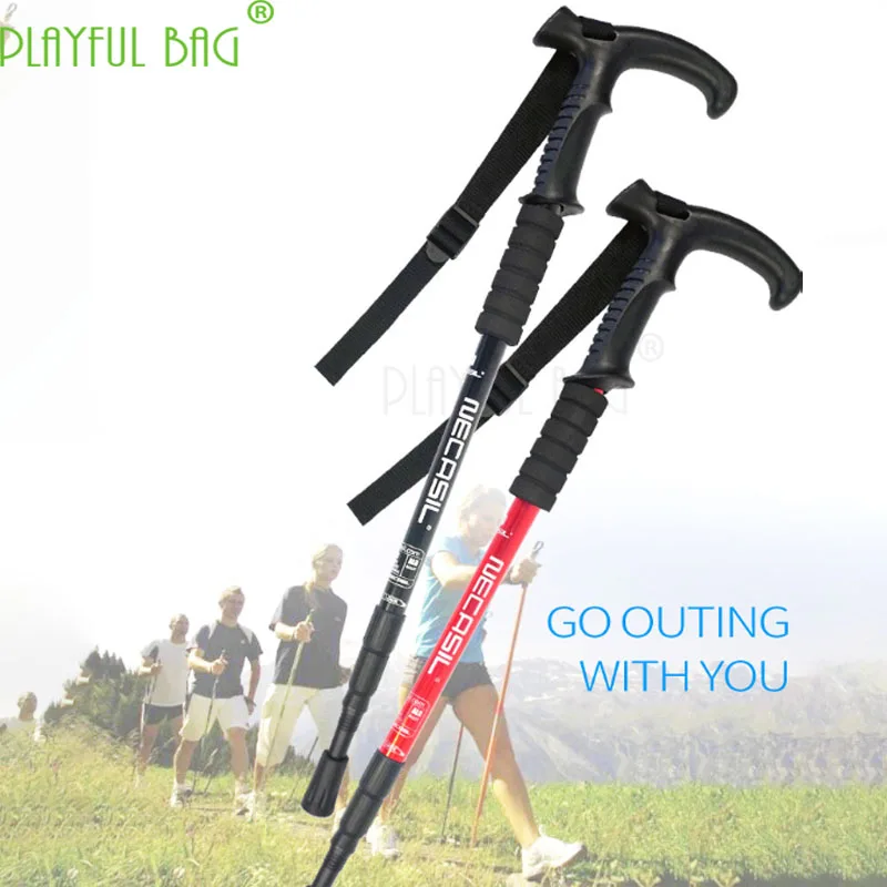 

Short curved-handle Climbing Stick 6061 aluminium alloy internal locking telescopic non-shock absorption crutches wholesale ZK38