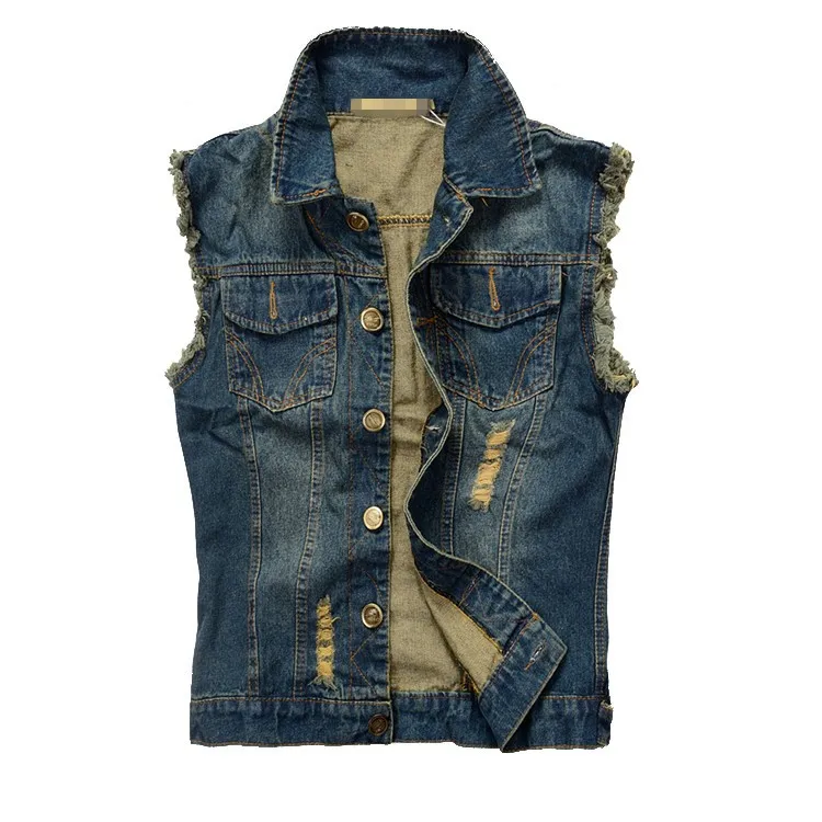 Fashion Mens Motorcycle Jean Vest Dark Blue Ripped Destroyed Washed Slim Fit Sleeveless Denim Jacket For Men Plus Size
Fashion Mens Motorcycle Jean Vest Dark Blue Ripped Destroyed Washed Slim Fit Sleeveless Denim Jacket For Men Plus Size