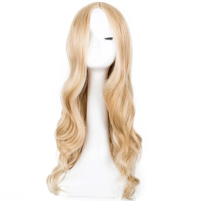 

Cosplay Wig Fei-Show Synthetic Long Curly Middle Part Line Blonde Women Hair Costume Carnival Halloween Party Salon Hairpiece