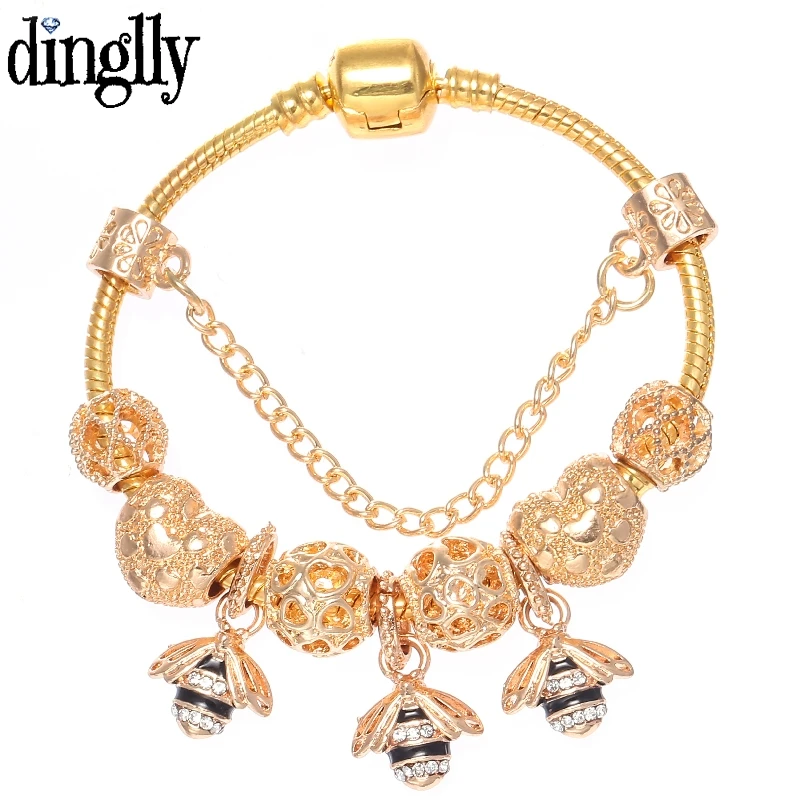 DINGLLY Fashion Golden Bee Charm Bracelet For Women Men European Style Love Beads Femme Brands Bracelets Bangles Gifts
DINGLLY Fashion Golden Bee Charm Bracelet For Women Men European Style Love Beads Femme Brands Bracelets Bangles Gifts