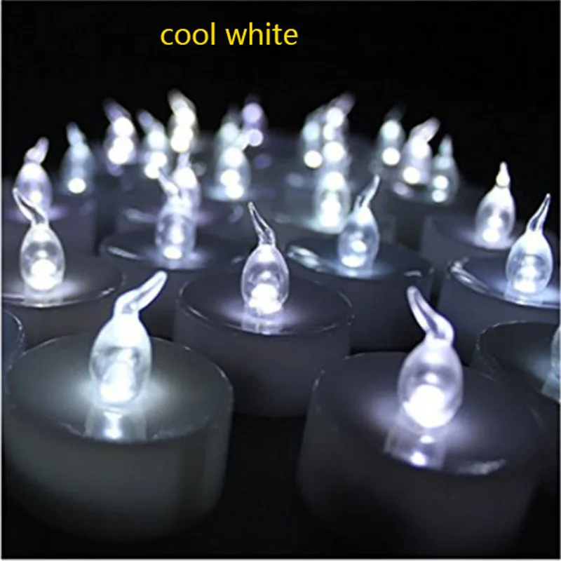 Image 48 pieces Cool White Tea Lights Bulk Warm White Flameless Candle Company Pillar Yellow Glow Candle Sale For Wedding Decoration