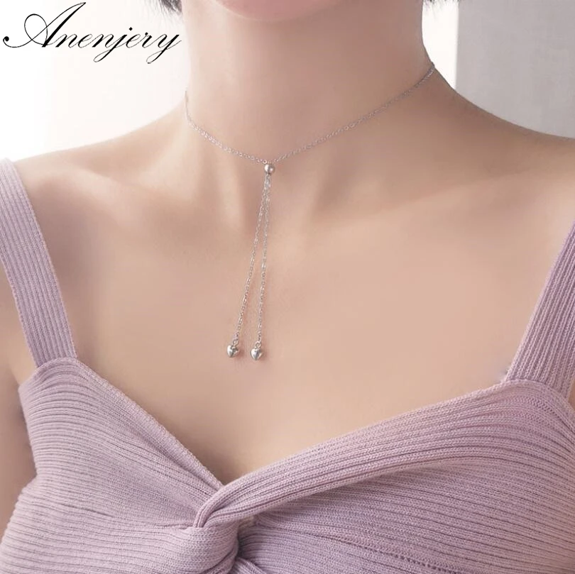 Anenjery 925 Sterling Silver Love Heart Round Bead Tassel Adjustable Pendant Necklace For Women Choker Collar S-N114
Anenjery 925 Sterling Silver Love Heart Round Bead Tassel Adjustable Pendant Necklace For Women Choker Collar S-N114