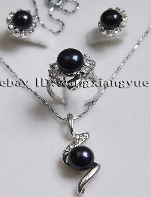 Genuine Black Akoya pearl Earrings /Ring / Necklace Pendant Set AAA >>18K gold plated watch wholesale Quartz stone CZ crystal
Genuine Black Akoya pearl Earrings /Ring / Necklace Pendant Set AAA >>18K gold plated watch wholesale Quartz stone CZ crystal