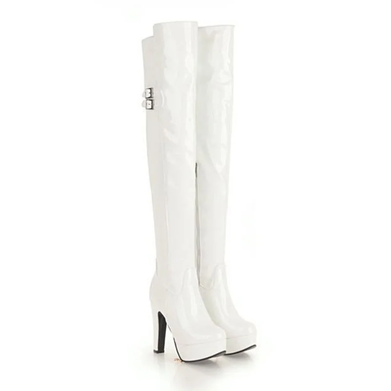 Autumn Winter Patent Leather Over The Knee Boots Big Size 43 Platform Women's Boots 12cm High-heeled Pole Dance Thigh High Boots (2)