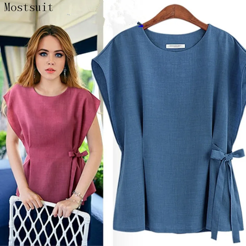 Xl-5xl Tunic Blouses Summer Women 2018 Cotton Linen Short Sleeve O-neck Office Tops Bow Lace-up Shirt Blusas Femininas Plus Size
Xl-5xl Tunic Blouses Summer Women 2018 Cotton Linen Short Sleeve O-neck Office Tops Bow Lace-up Shirt Blusas Femininas Plus Size