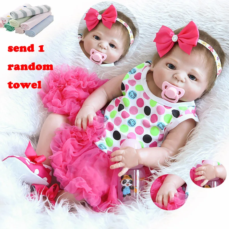 57cm NPK Reborn Baby Doll Whole Silicone Dolls Lifelike Baby Doll Soft Simulate Pink Bow Baby Girl Doll Toys For Children
57cm NPK Reborn Baby Doll Whole Silicone Dolls Lifelike Baby Doll Soft Simulate Pink Bow Baby Girl Doll Toys For Children