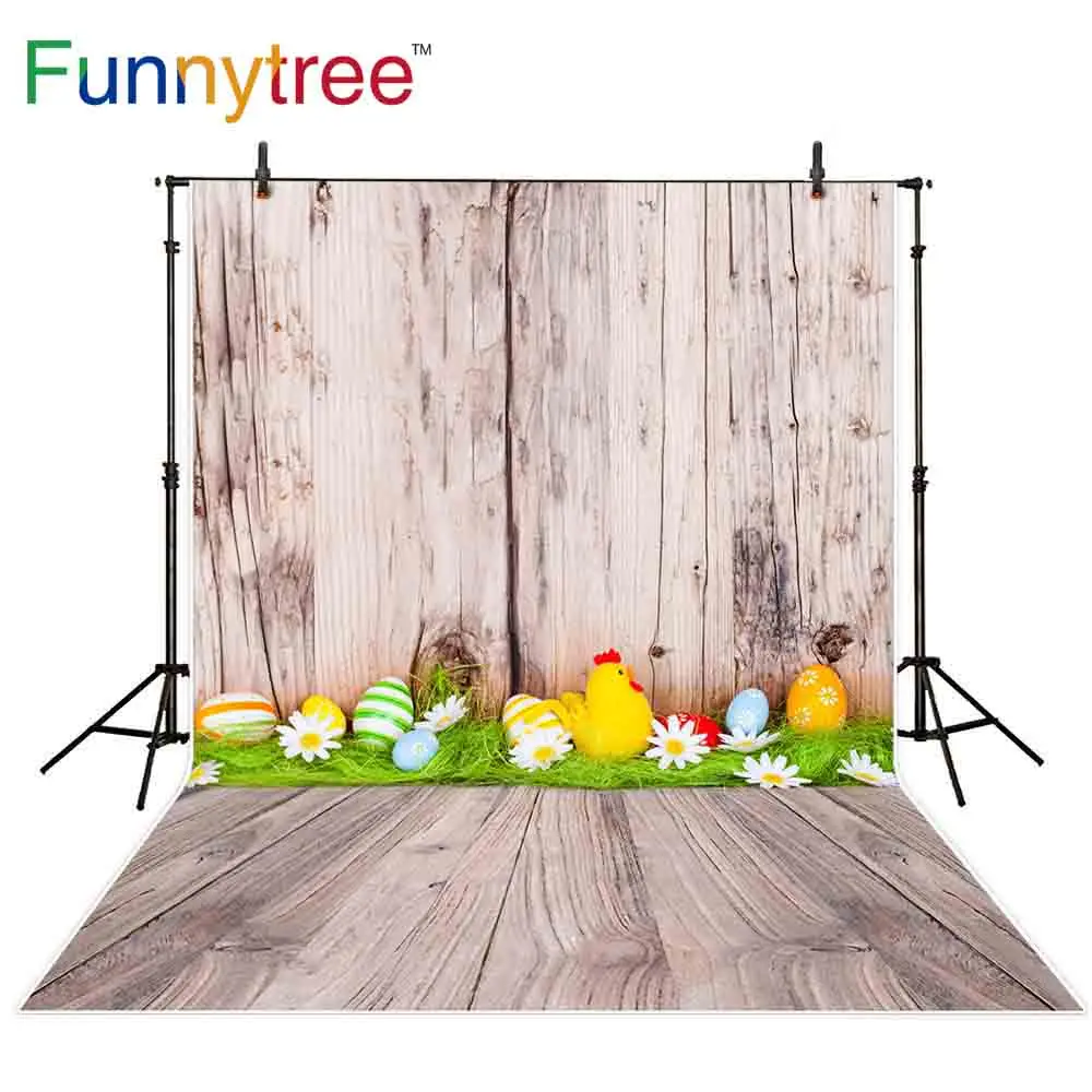 Funnytree пасхальные фоны для фотосъемки с изображением деревянных яиц цветов