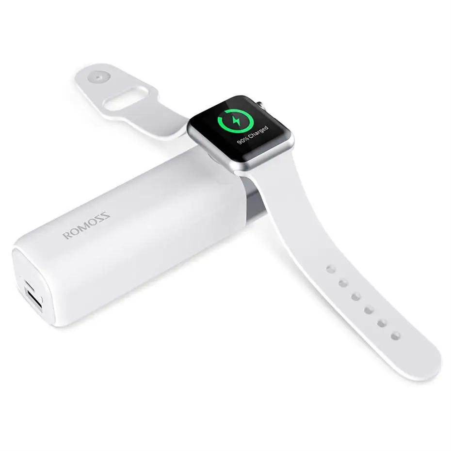 Romoss Wireless Charger for Apple Watch Dual Port Output Portable Power Bank White color
