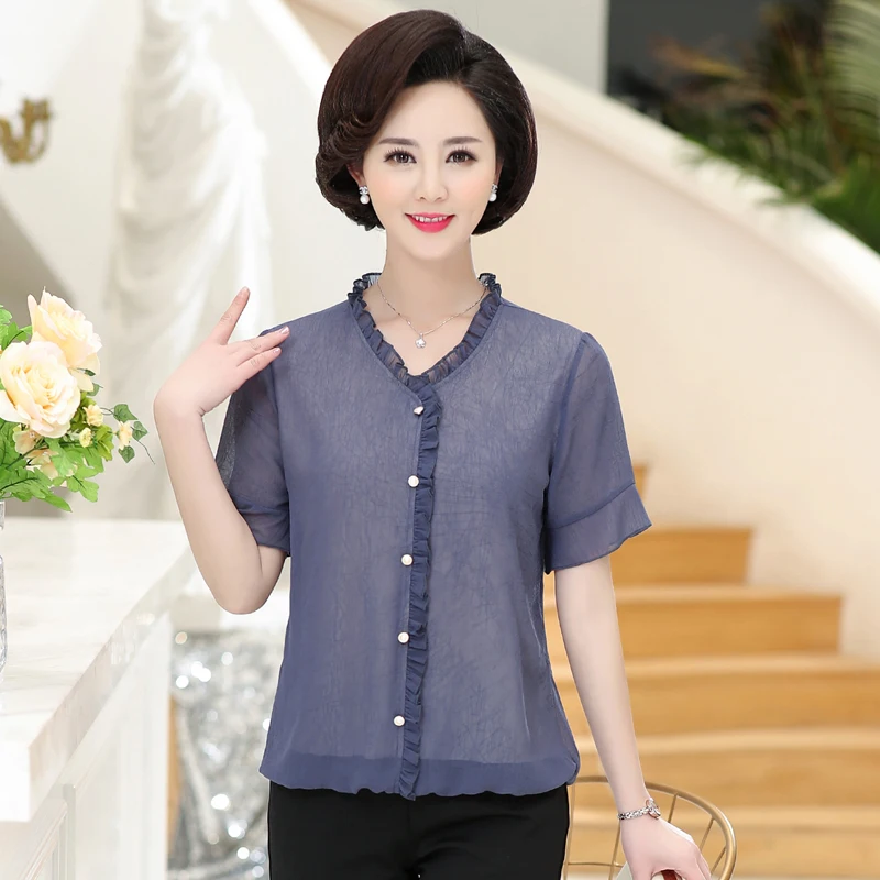 short sleeve shirt summer v collar women blouse plus size middle age mother tops solid color mother shirt lace clothing
short sleeve shirt summer v collar women blouse plus size middle age mother tops solid color mother shirt lace clothing