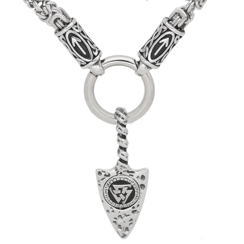 Nordic viking rune with Gungnir Amulet Stainless steel Valknut Rune pendant necklace -king chain with valknut gift bag
Nordic viking rune with Gungnir Amulet Stainless steel Valknut Rune pendant necklace -king chain with valknut gift bag