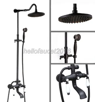 Luxury Bathroom Rain Shower Faucet Set Black Oil Antique Brass Wall Mounted Dual Ceramic Handle Bath Tub Mixer Taps lhg645
Luxury Bathroom Rain Shower Faucet Set Black Oil Antique Brass Wall Mounted Dual Ceramic Handle Bath Tub Mixer Taps lhg645