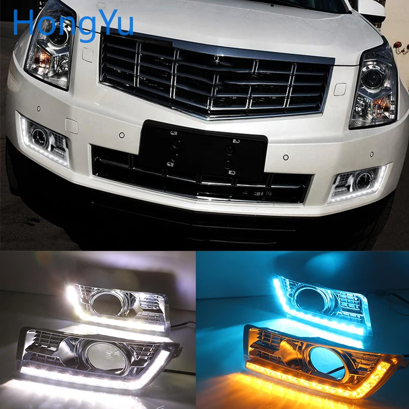 led dr daytime running light for Cadillac SRX 2012 2013 2014 - 2016 with Dynamics moving flash turn signal and blue night | Автомобили и