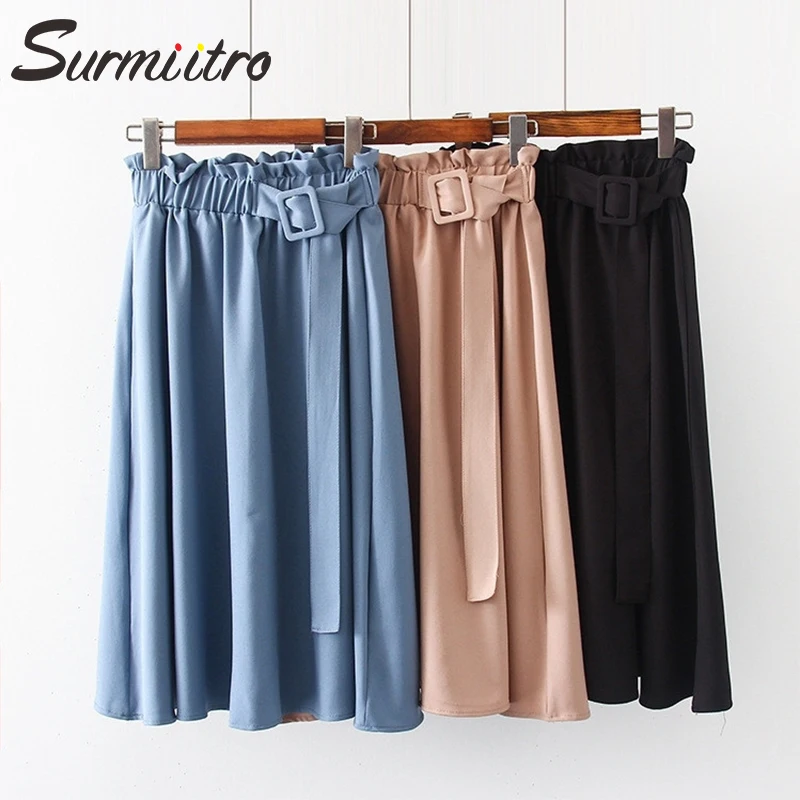 Surmiitro Summer Midi Skirt Women 2019 Fashion Korean Knee Length Ladies High Waist A Line Sun Black Blue Skirt Female With Belt
Surmiitro Summer Midi Skirt Women 2019 Fashion Korean Knee Length Ladies High Waist A Line Sun Black Blue Skirt Female With Belt