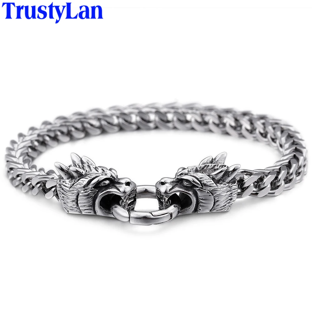 Cool Double Dragon Head Man Bracelet For Men Punk Rock Mens Bracelets Bangles 2018 Polished Stainless Steel Gothic Biker Jewelry
Cool Double Dragon Head Man Bracelet For Men Punk Rock Mens Bracelets Bangles 2018 Polished Stainless Steel Gothic Biker Jewelry