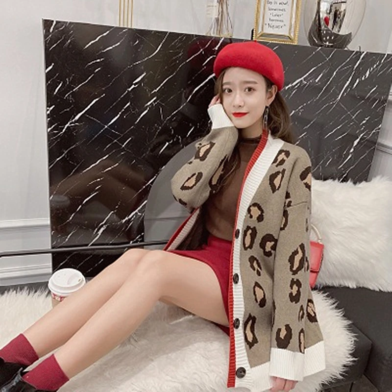 2019 Spring Explosion Models Fashion Large Size Knit Cardigan Women's Leopard Long-sleeved V-neck Slim Sweater
2019 Spring Explosion Models Fashion Large Size Knit Cardigan Women's Leopard Long-sleeved V-neck Slim Sweater