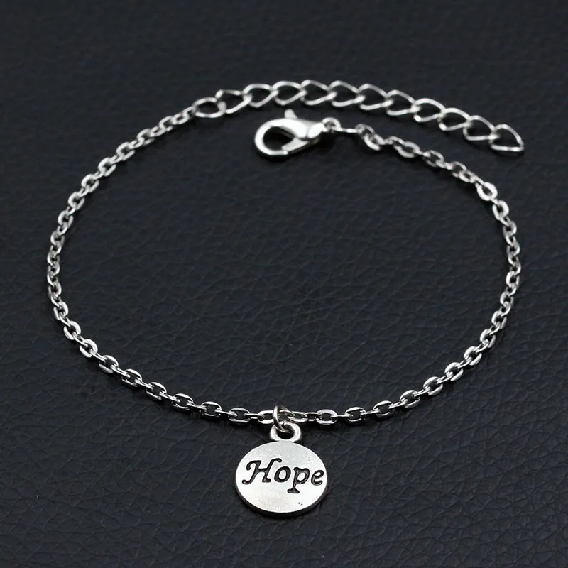 Personalized Engraved Hope Charms Bracelet Antique Silver Initial Bracelet DIY Handmade Link Chain Bracelet For Women
Personalized Engraved Hope Charms Bracelet Antique Silver Initial Bracelet DIY Handmade Link Chain Bracelet For Women